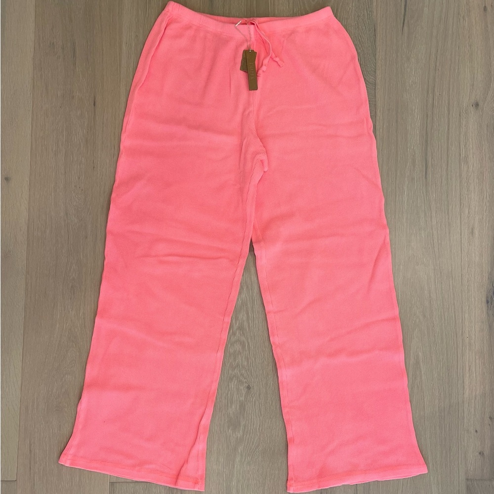 NWT SKIMS Waffle Straight Leg Pant in Coral
